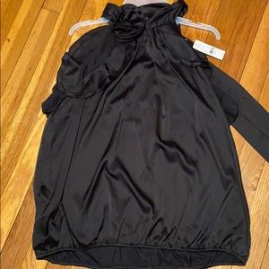 NY&Co Black Satin Ruffle Tank